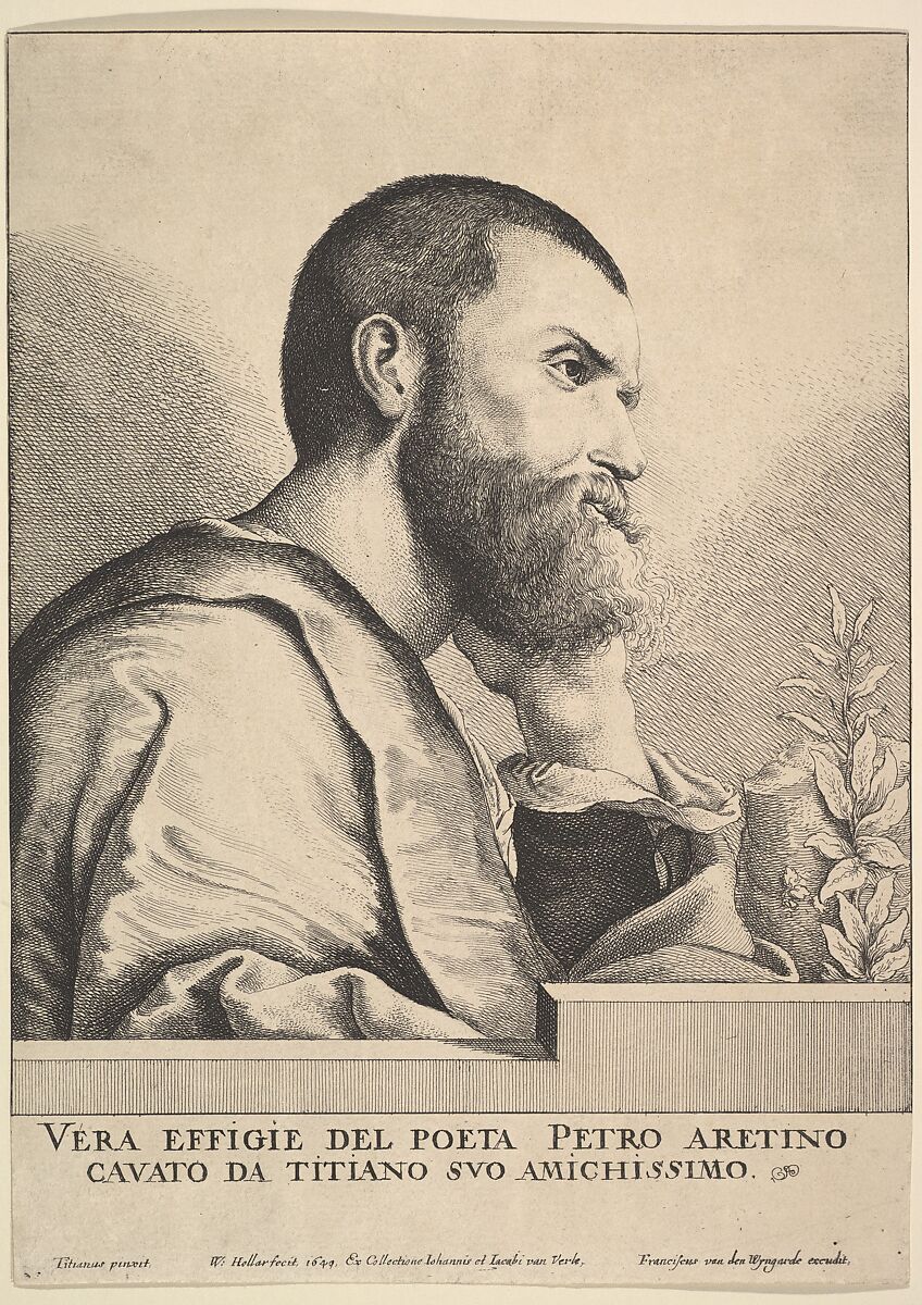 Pietro Aretino, Wenceslaus Hollar (Bohemian, Prague 1607–1677 London), Etching, only state 