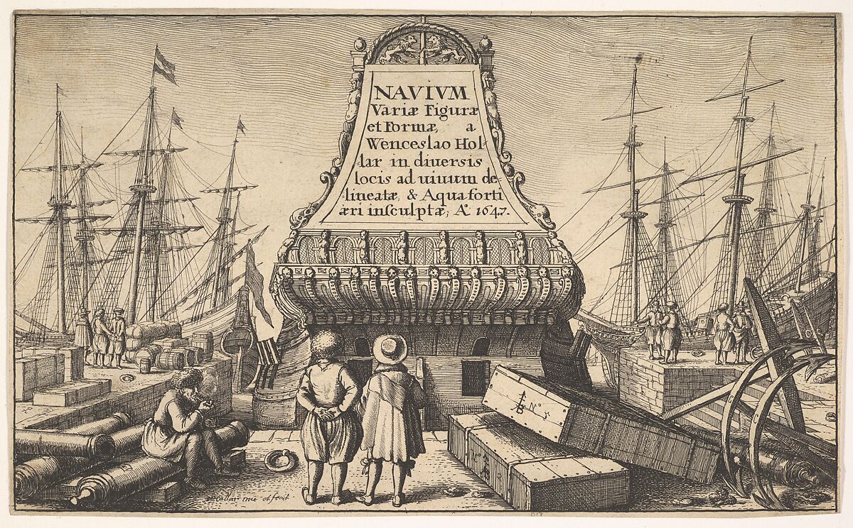 Title page: Dutch Ships, Wenceslaus Hollar (Bohemian, Prague 1607–1677 London), Etching; first state of five 