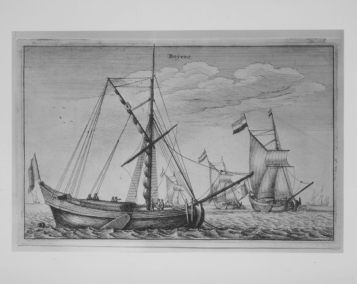 Boÿers (Dutch Cargo Ship), Wenceslaus Hollar (Bohemian, Prague 1607–1677 London), Etching; first state of two