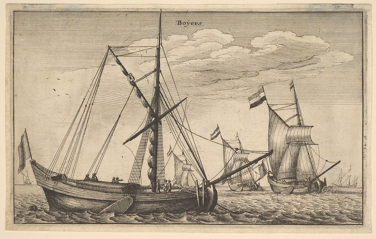 Boÿers (Dutch Cargo Ship), Wenceslaus Hollar (Bohemian, Prague 1607–1677 London), Etching; first state of two 