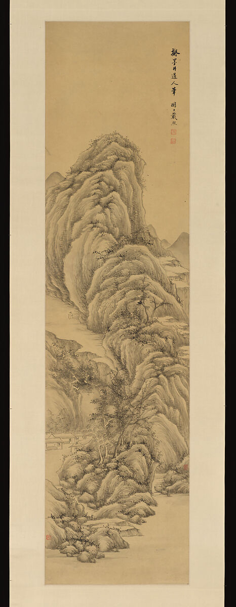 Landscapes after old masters, Dai Xi (Chinese, 1801–1860), Set of four hanging scrolls; ink on gold-flecked paper, China