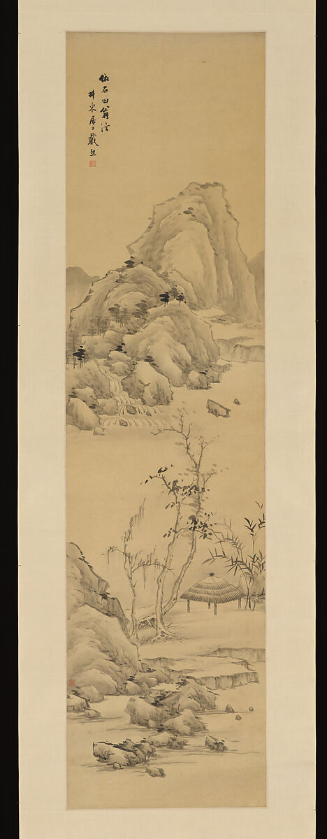 Landscapes after old masters, Dai Xi (Chinese, 1801–1860), Set of four hanging scrolls; ink on gold-flecked paper, China