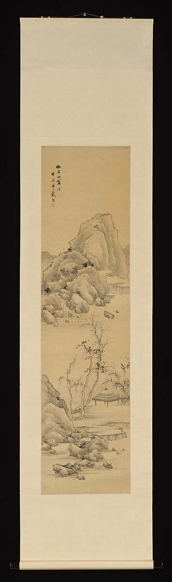 Landscapes after old masters, Dai Xi (Chinese, 1801–1860), Set of four hanging scrolls; ink on gold-flecked paper, China