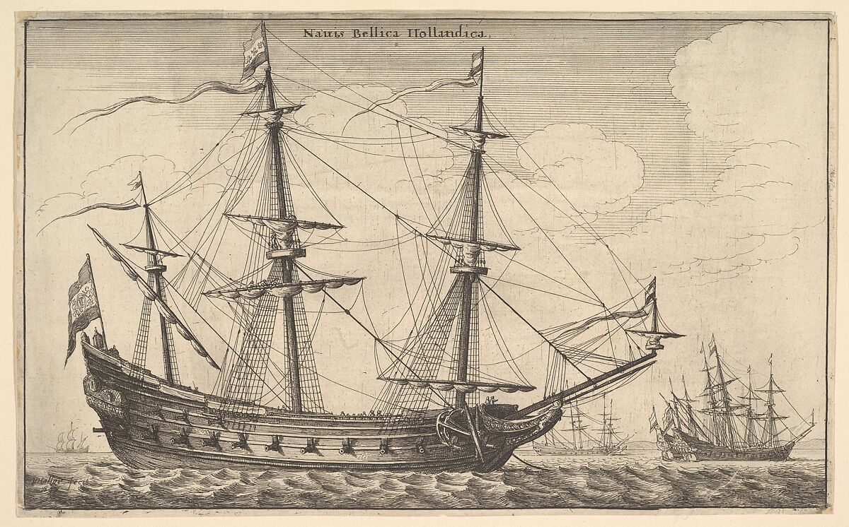 Dutch Warship (Nauis Bellica Hollandica), Wenceslaus Hollar (Bohemian, Prague 1607–1677 London), Etching; first state of two 