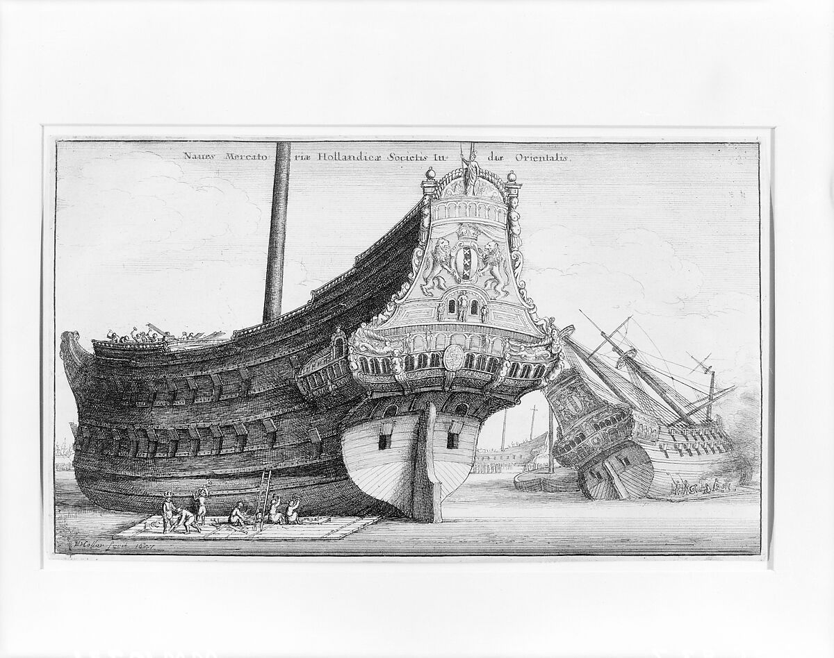 Dutch East Indiaman, Wenceslaus Hollar (Bohemian, Prague 1607–1677 London), Etching; first state of two