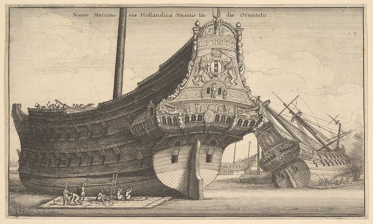 Dutch East Indiaman, Wenceslaus Hollar (Bohemian, Prague 1607–1677 London), Etching; first state of two 