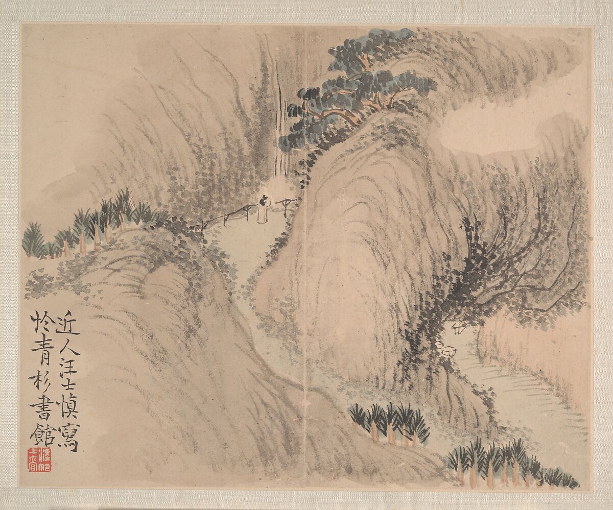 Landscape, Cheng Tinglu (Chinese, 1796–1858), Album leaf; ink and color on paper, China