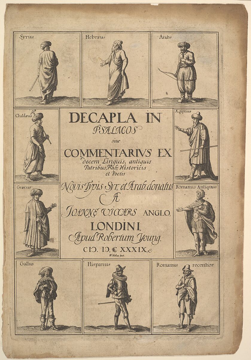 Title page: Decapla in Psalmos, Wenceslaus Hollar (Bohemian, Prague 1607–1677 London), Etching; first state of two 