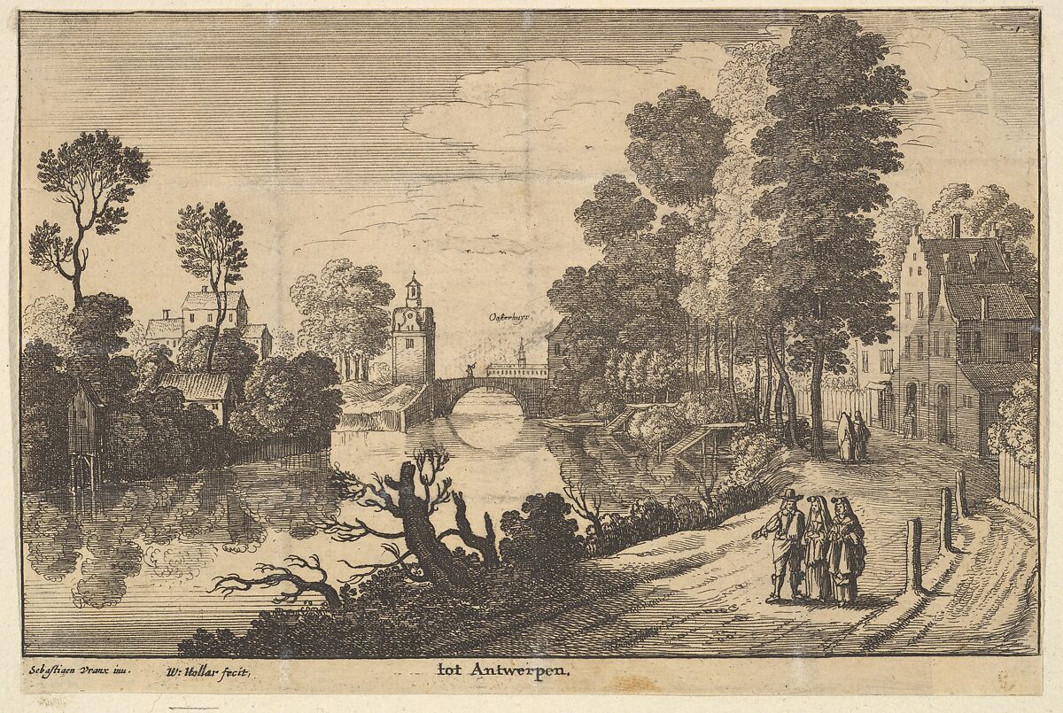 Antwerp, Wenceslaus Hollar (Bohemian, Prague 1607–1677 London), Etching, the sheet appears abraded where the address should appear 