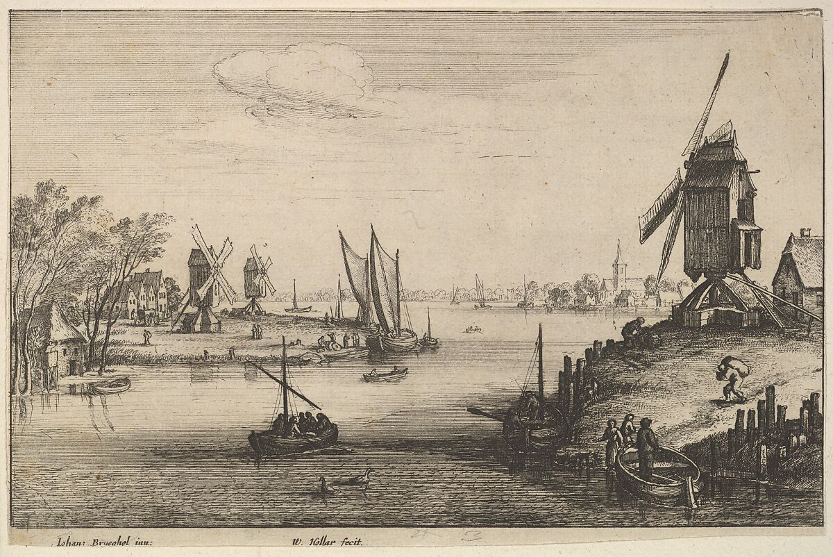 The Three Windmills, Wenceslaus Hollar (Bohemian, Prague 1607–1677 London), Etching 