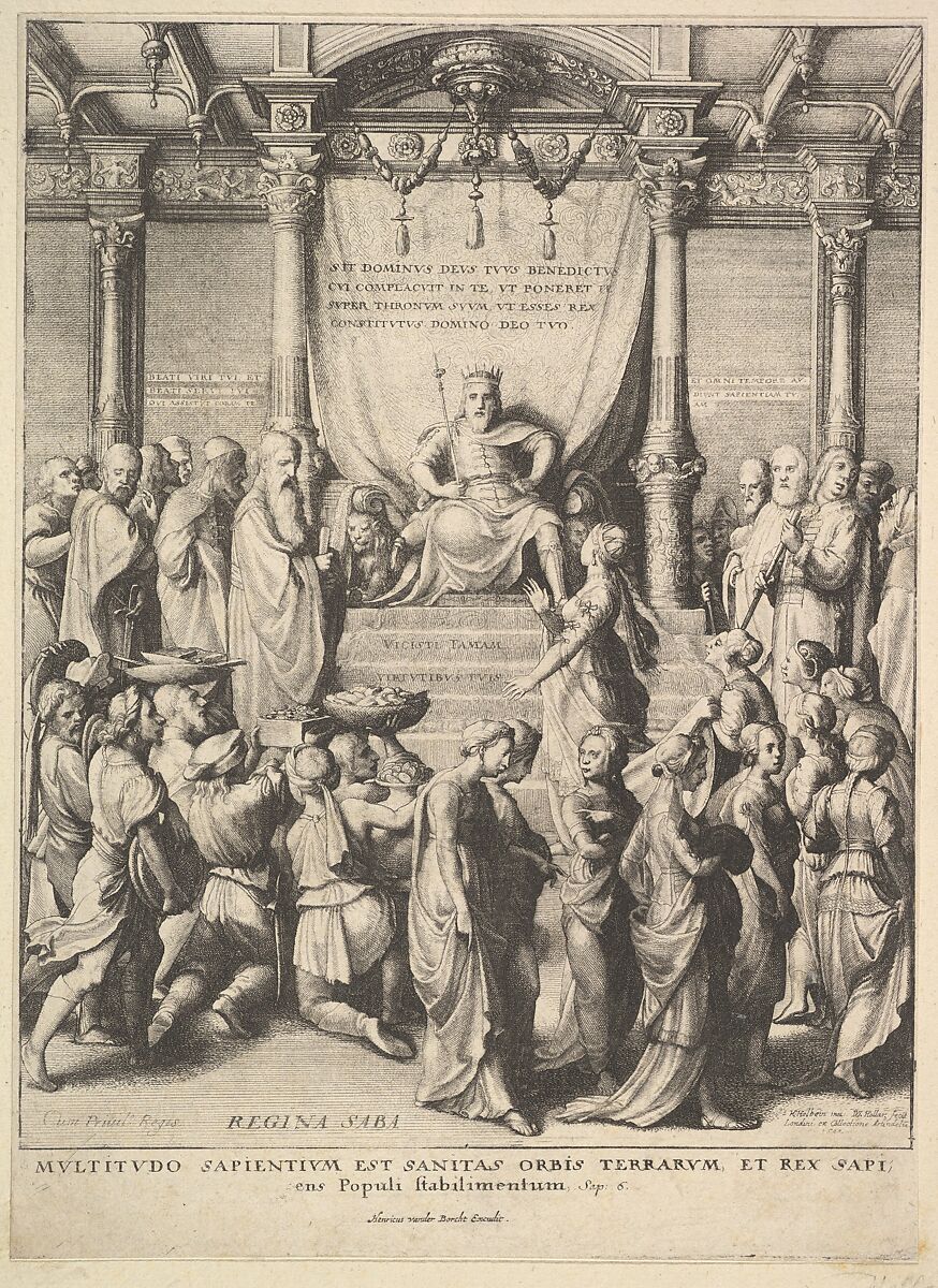 Solomon and the Queen of Sheba, Wenceslaus Hollar (Bohemian, Prague 1607–1677 London), Etching; third state of three 