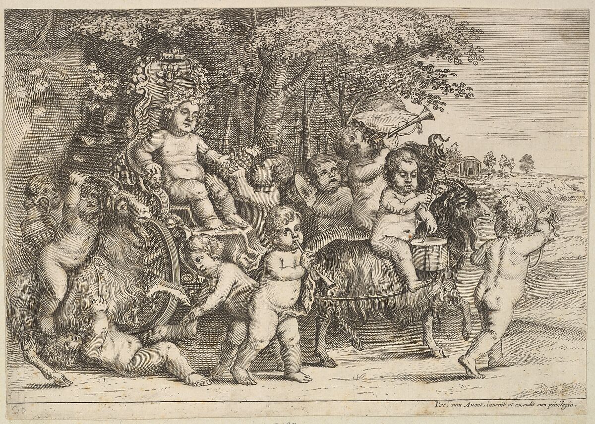 Eleven boys and three goats, Formerly attributed to Wenceslaus Hollar (Bohemian, Prague 1607–1677 London), Etching; not by Hollar 