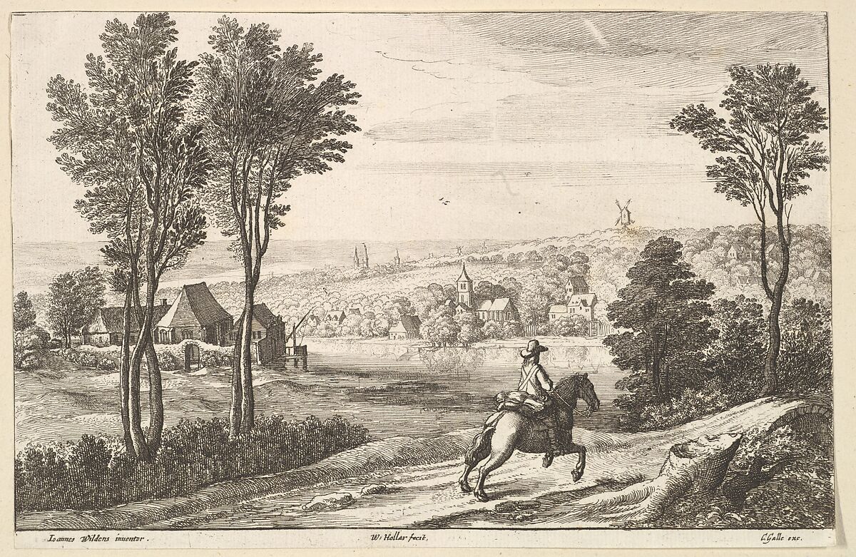 The Horseman, Wenceslaus Hollar (Bohemian, Prague 1607–1677 London), Etching; third state of four (NH) 