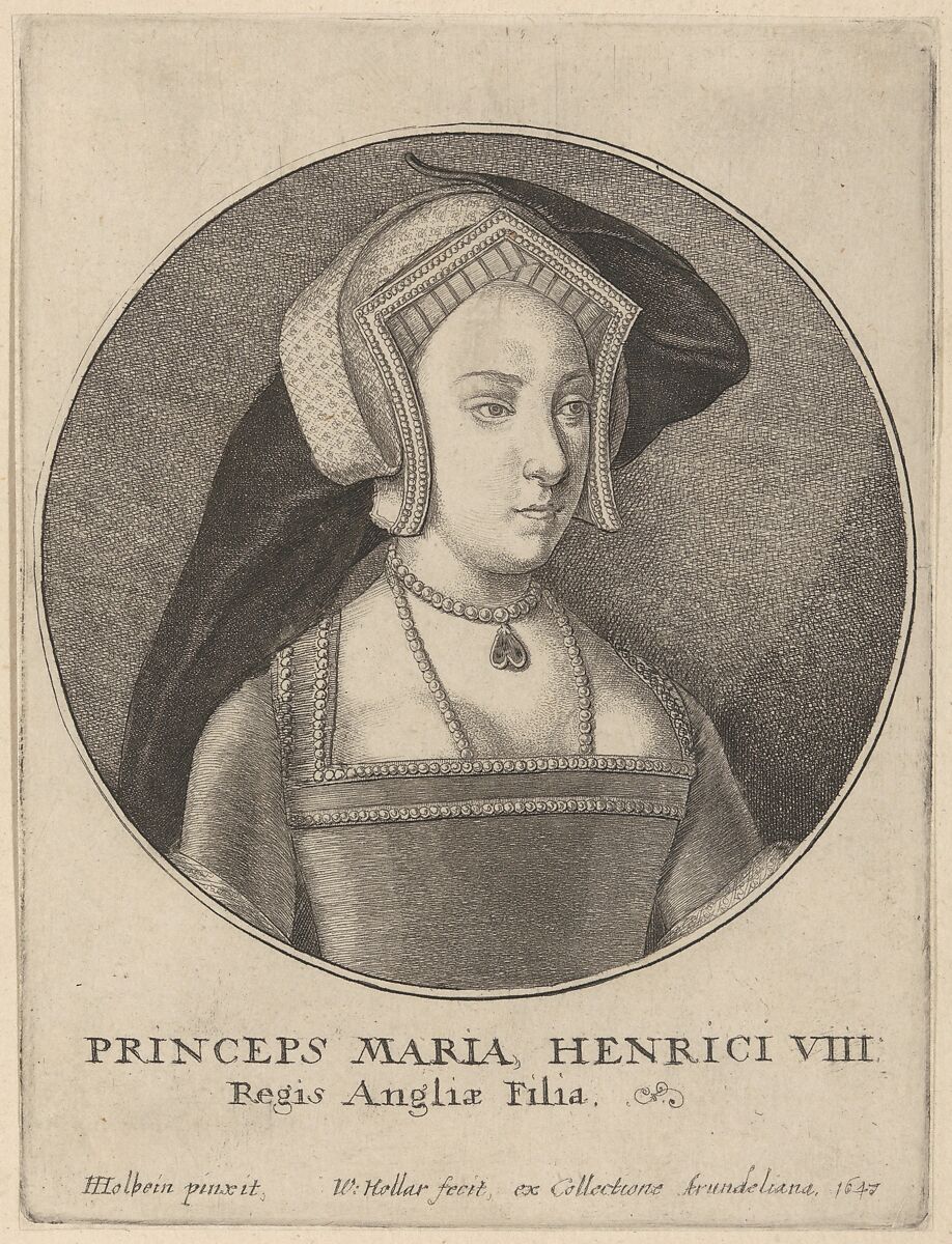 Princeps Maria Henrici VIII Regis Angliæ Filia, Wenceslaus Hollar (Bohemian, Prague 1607–1677 London), Etching; first state of four 