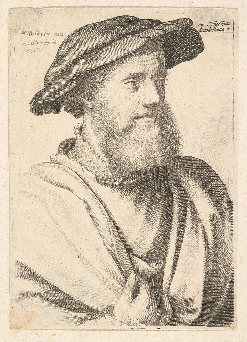 A bearded man after Hans Holbein (?), Wenceslaus Hollar (Bohemian, Prague 1607–1677 London), Etching, only state 