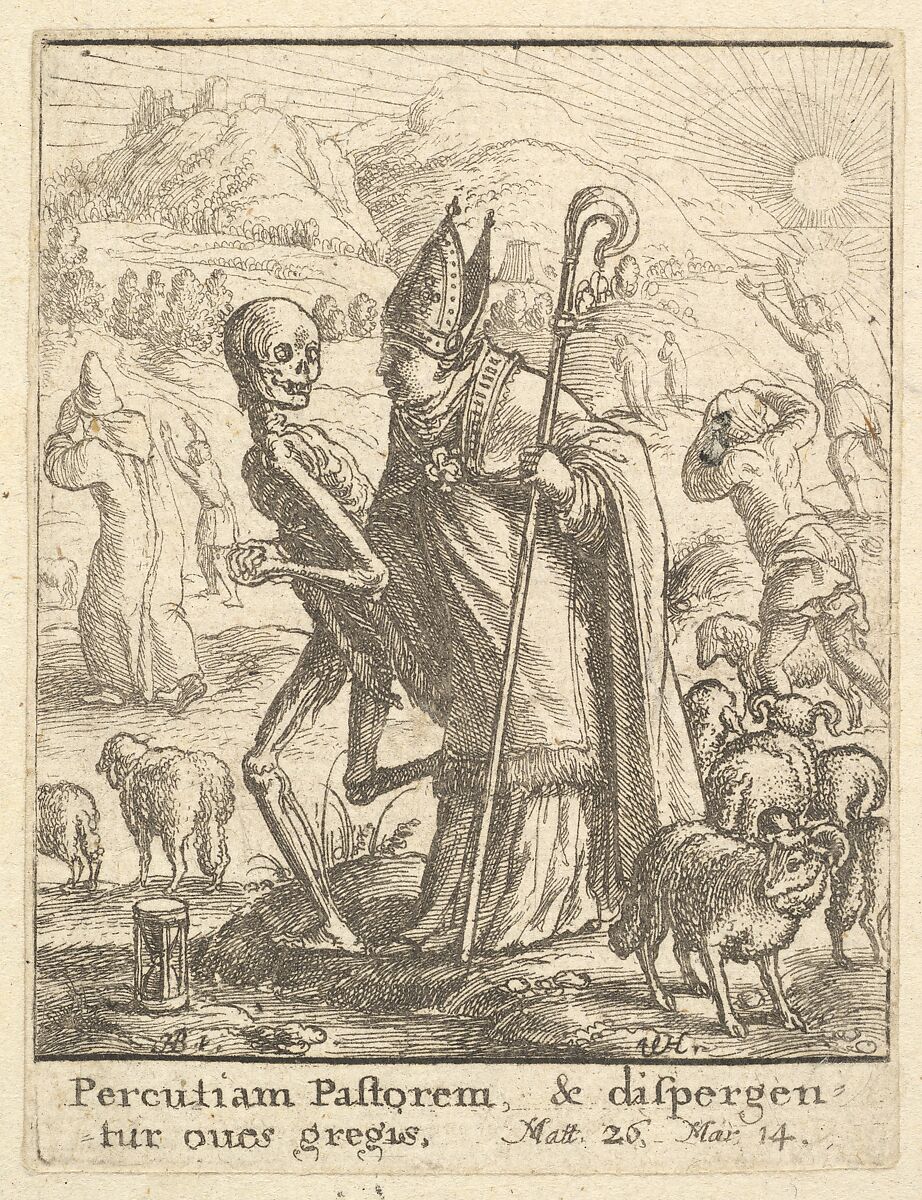 Bishop, from the Dance of Death, Wenceslaus Hollar (Bohemian, Prague 1607–1677 London), Etching; second state of four 