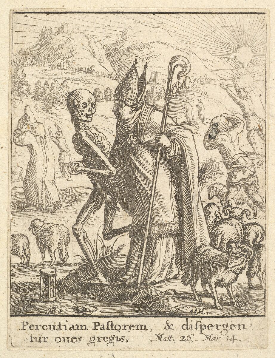 Bishop, from the Dance of Death, Wenceslaus Hollar (Bohemian, Prague 1607–1677 London), Etching; second state of four 