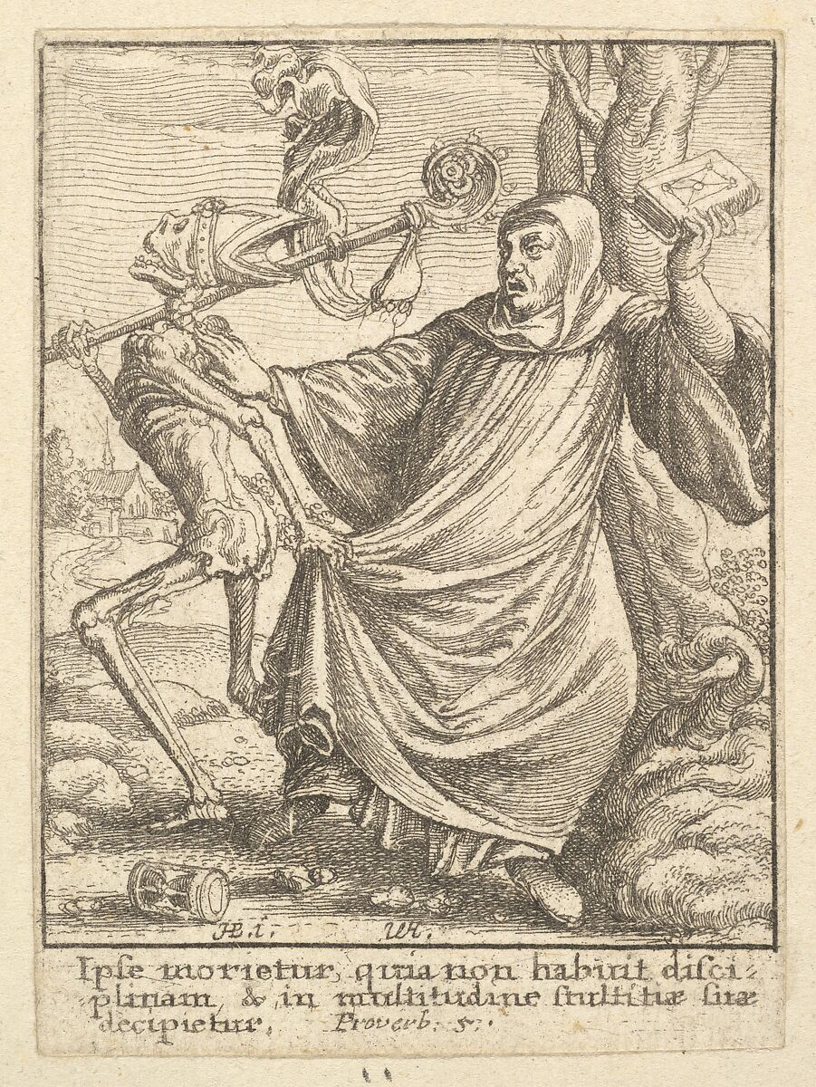 Abbot, from the Dance of Death, Wenceslaus Hollar (Bohemian, Prague 1607–1677 London), Etching; second state of four 