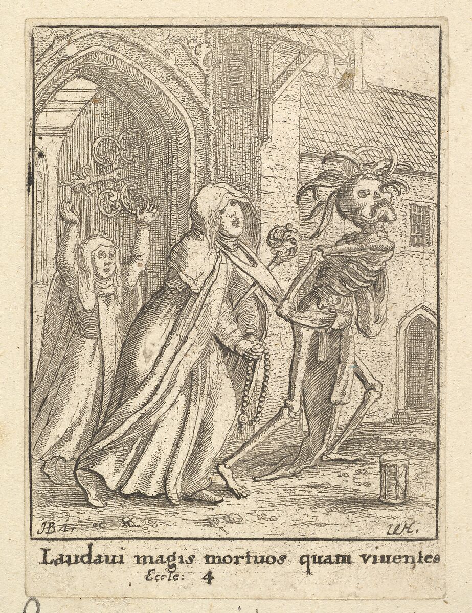 The Abbess, from the Dance of Death, Wenceslaus Hollar (Bohemian, Prague 1607–1677 London), Etching; second state of four 