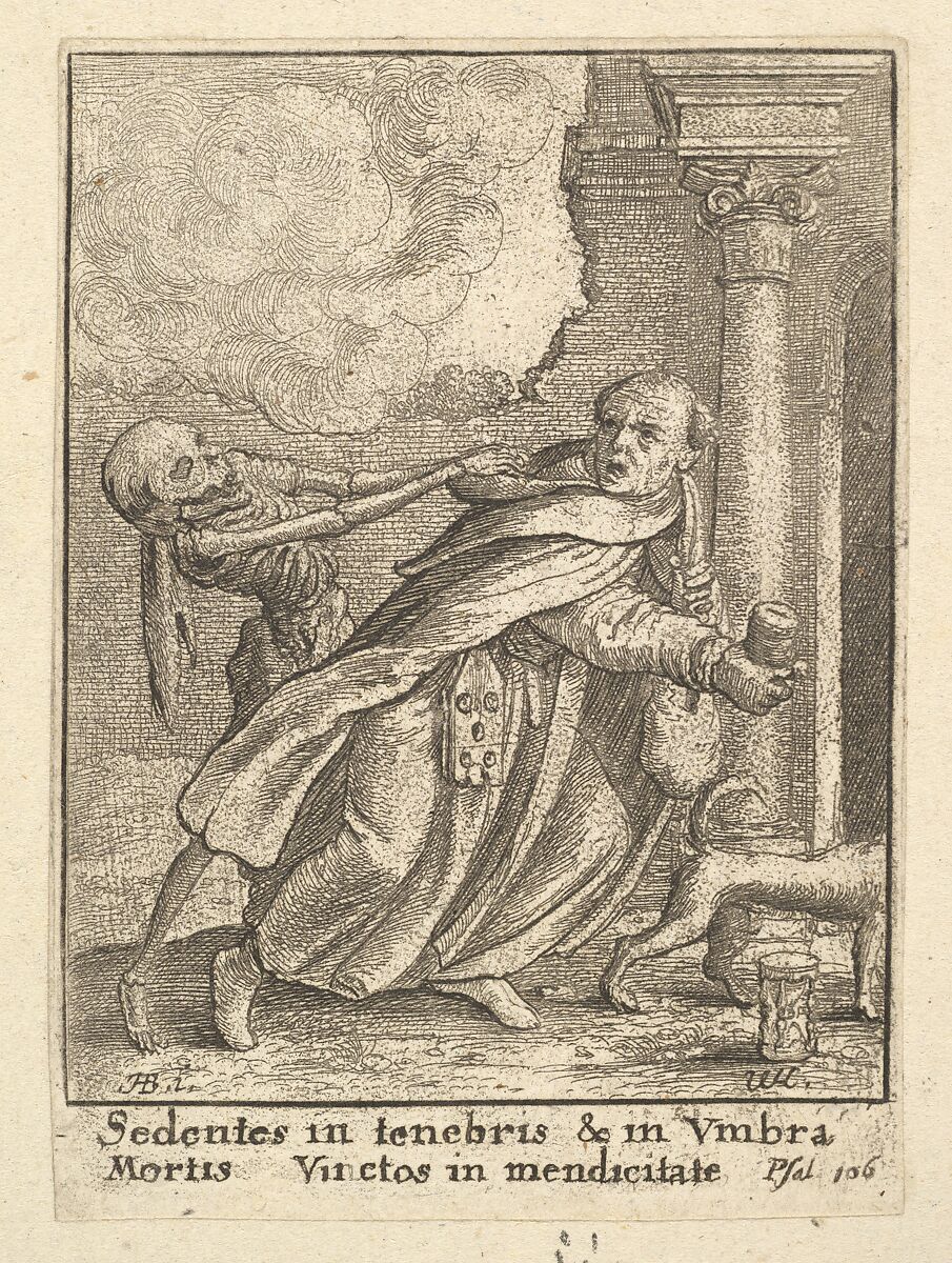 The Monk, from the Dance of Death, Wenceslaus Hollar (Bohemian, Prague 1607–1677 London), Etching; second state of four 