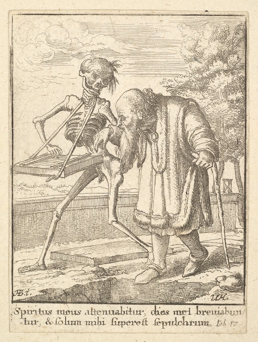 Old man, from the Dance of Death, Wenceslaus Hollar (Bohemian, Prague 1607–1677 London), Etching; second state of four 