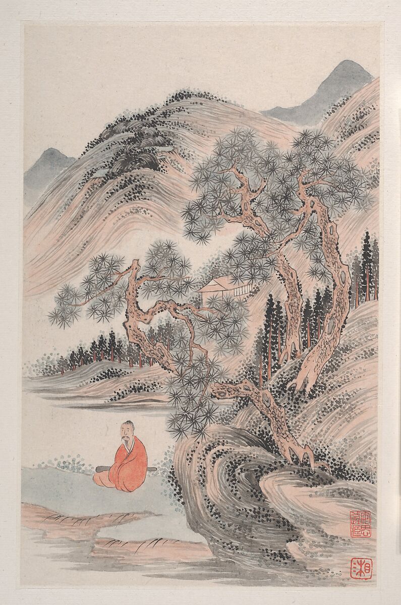 Landscapes after old masters, Du Xiang (Chinese, active late 19th century), Album of seven leaves; ink and color on paper, China