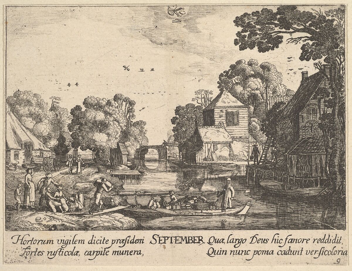 September, Wenceslaus Hollar (Bohemian, Prague 1607–1677 London), Etching 