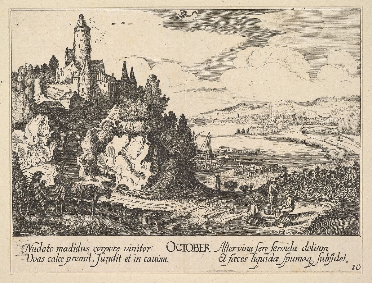 October, Wenceslaus Hollar (Bohemian, Prague 1607–1677 London), Etching 
