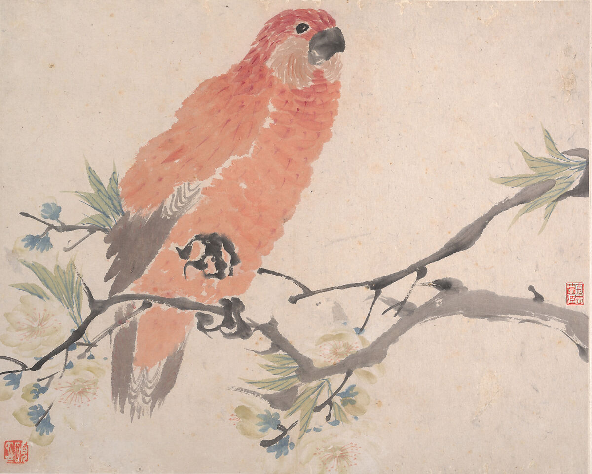 Animals, Flowers and Birds, Ren Yi (Ren Bonian) (Chinese, 1840–1896), Album of eight leaves; ink and color on paper, China