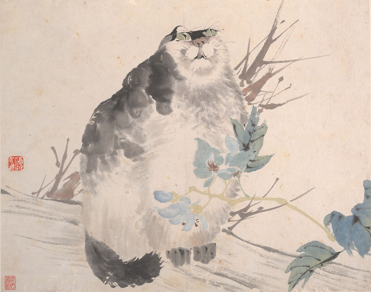 Animals, Flowers and Birds, Ren Yi (Ren Bonian) (Chinese, 1840–1896), Album of eight leaves; ink and color on paper, China