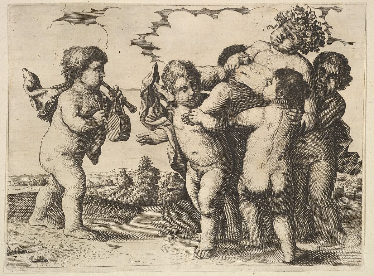 Six Boys (copy in reverse), Copy after Wenceslaus Hollar (Bohemian, Prague 1607–1677 London), Etching 