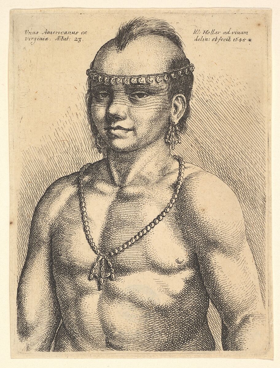 Unus Americanus ex Virginia (An American from Virginia), Wenceslaus Hollar (Bohemian, Prague 1607–1677 London), Etching; second state of two 