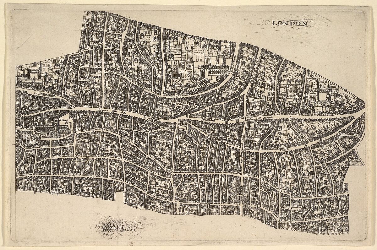 London before the Great Fire, Wenceslaus Hollar (Bohemian, Prague 1607–1677 London), Etching; second state of two 