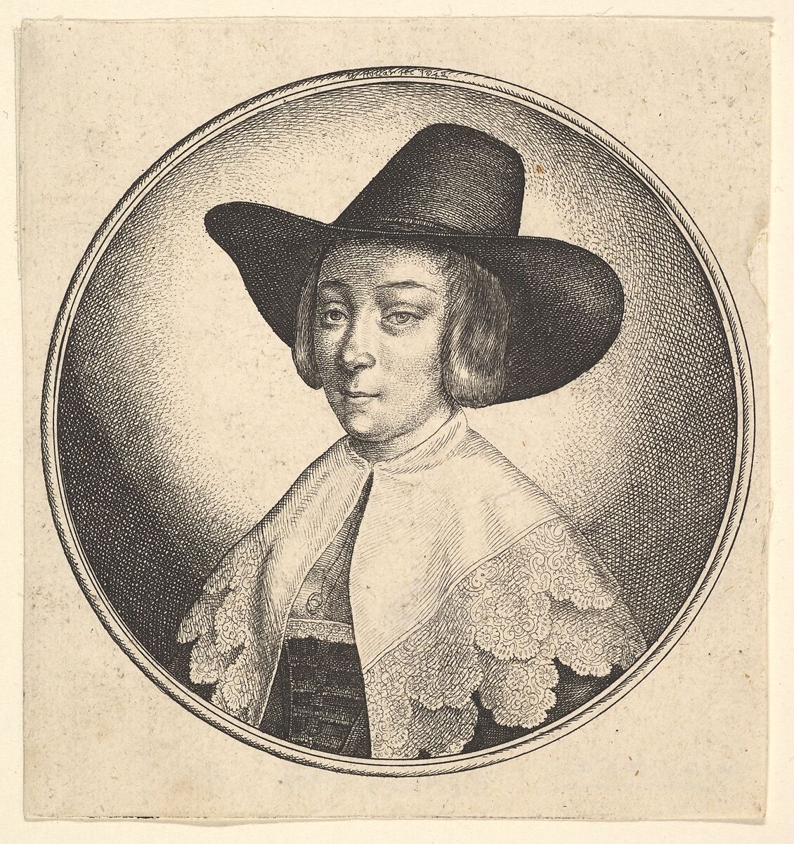 Woman with broad brimmed hat, Wenceslaus Hollar (Bohemian, Prague 1607–1677 London), Etching: only state 