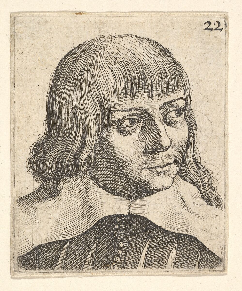 Head of a young man, turned slightly to right, Wenceslaus Hollar (Bohemian, Prague 1607–1677 London), Etching; second state of two 