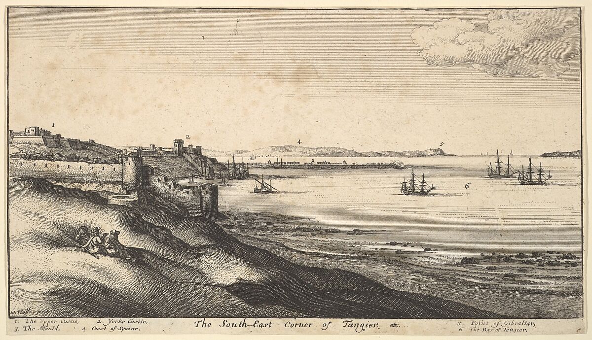 South East Corner of Tangier, Wenceslaus Hollar (Bohemian, Prague 1607–1677 London), Etching; third state of three 