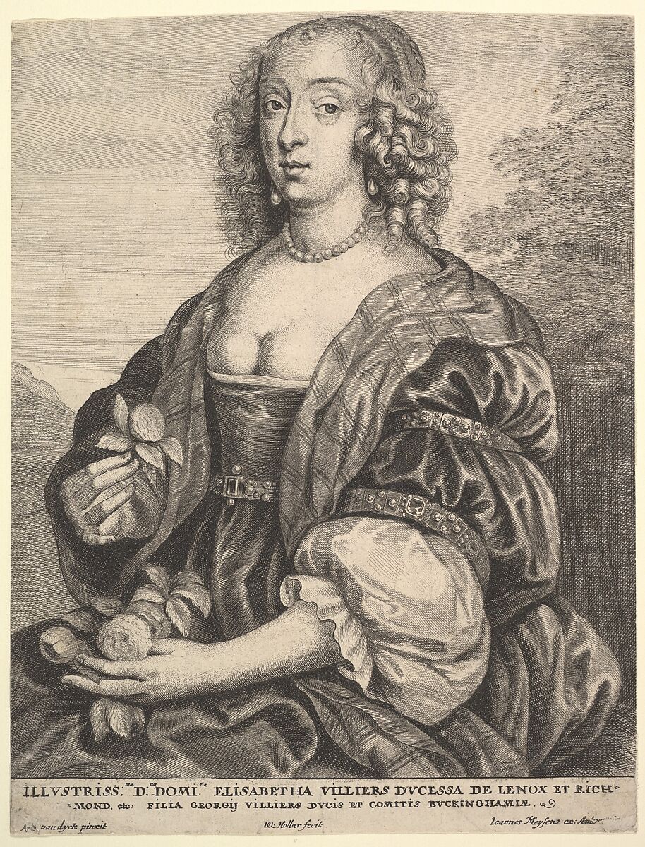 Mary Villiers, Dutchess of Lennox and Richmond, Wenceslaus Hollar (Bohemian, Prague 1607–1677 London), Etching; fourth state of five 