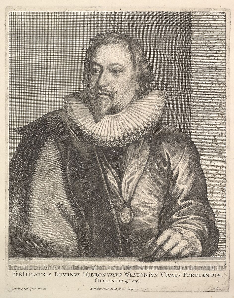 Hieronymus Westonius (Richard Weston, Earl of Portland), Wenceslaus Hollar (Bohemian, Prague 1607–1677 London), Etching; second state of three 