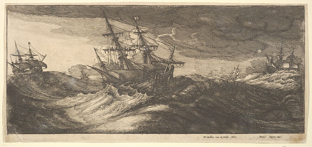 Sea Storms, Wenceslaus Hollar (Bohemian, Prague 1607–1677 London), Etching; first state of two 