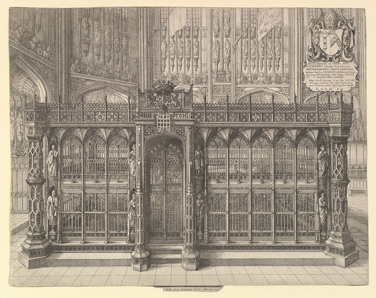 Tomb of Henry VII (from Francis Sandford, "Genealogical History of the Kings of England,"1677), Wenceslaus Hollar (Bohemian, Prague 1607–1677 London), Etching; first state of three 