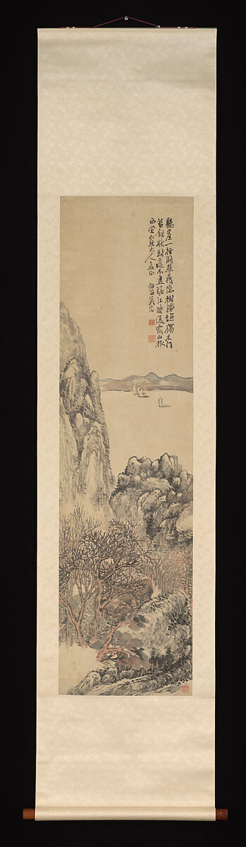 Landscape, Wu Tao (Chinese, 1840–1895), Hanging scroll; ink and color on paper, China
