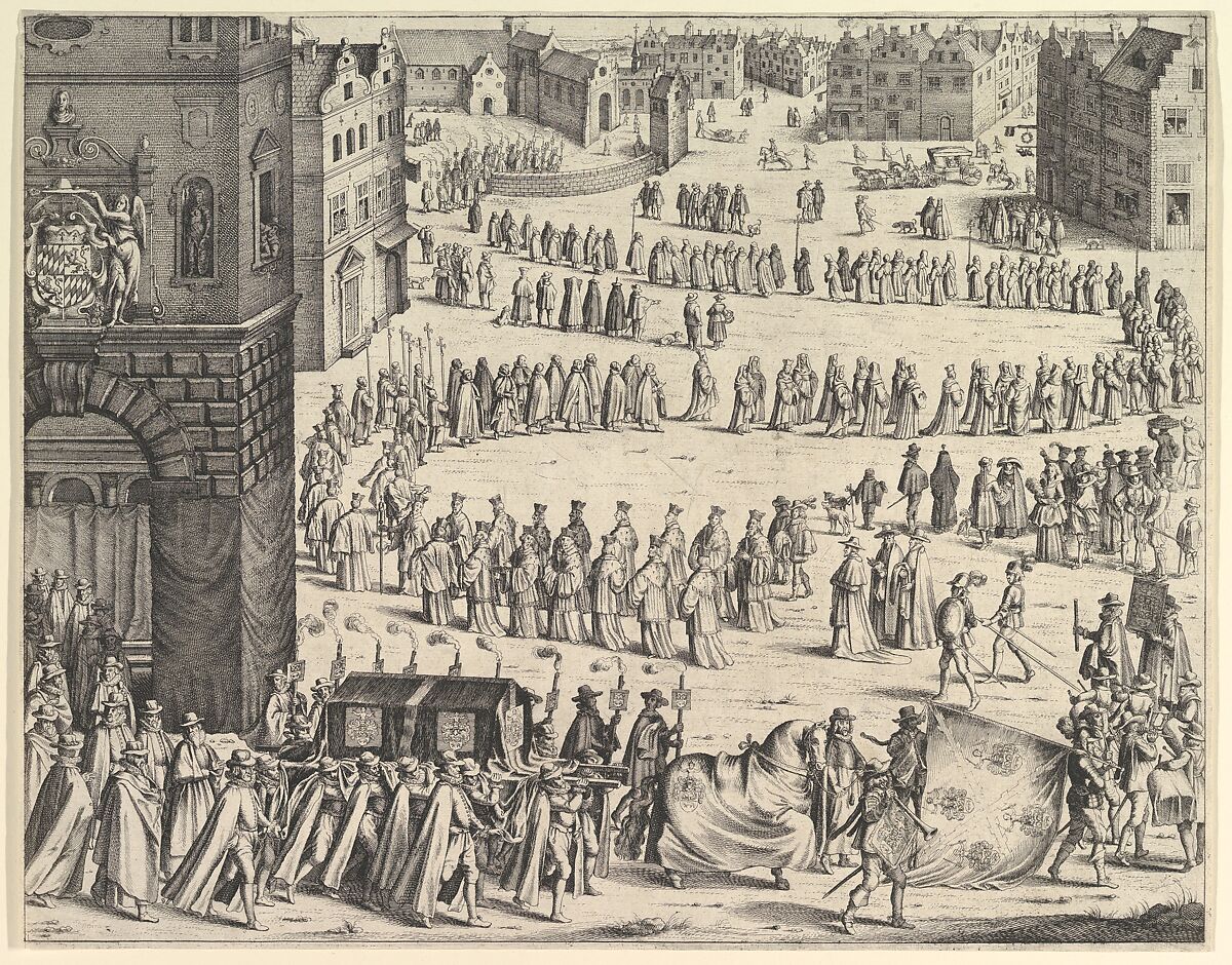 Funeral of General Johan Baptiste von Taxis (from Jules Chifflet, "Les marques d'honneur de la Maison de Tassis," Antwerp, 1645), Wenceslaus Hollar (Bohemian, Prague 1607–1677 London), Etching; first state of two. 