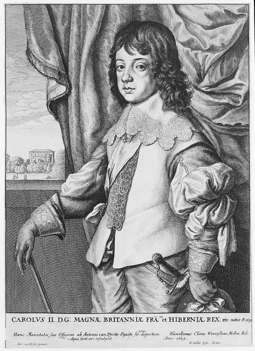 Charles II, Wenceslaus Hollar (Bohemian, Prague 1607–1677 London), Etching; second state of six