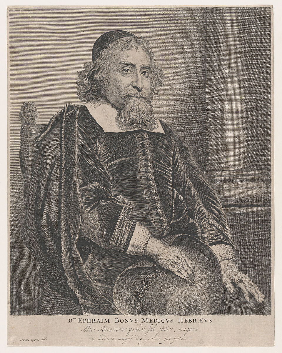 Portrait of Ephraim Bonus, physician, Jan Lievens (Dutch, Leiden 1607–1674 Amsterdam), Etching; fifth state 
