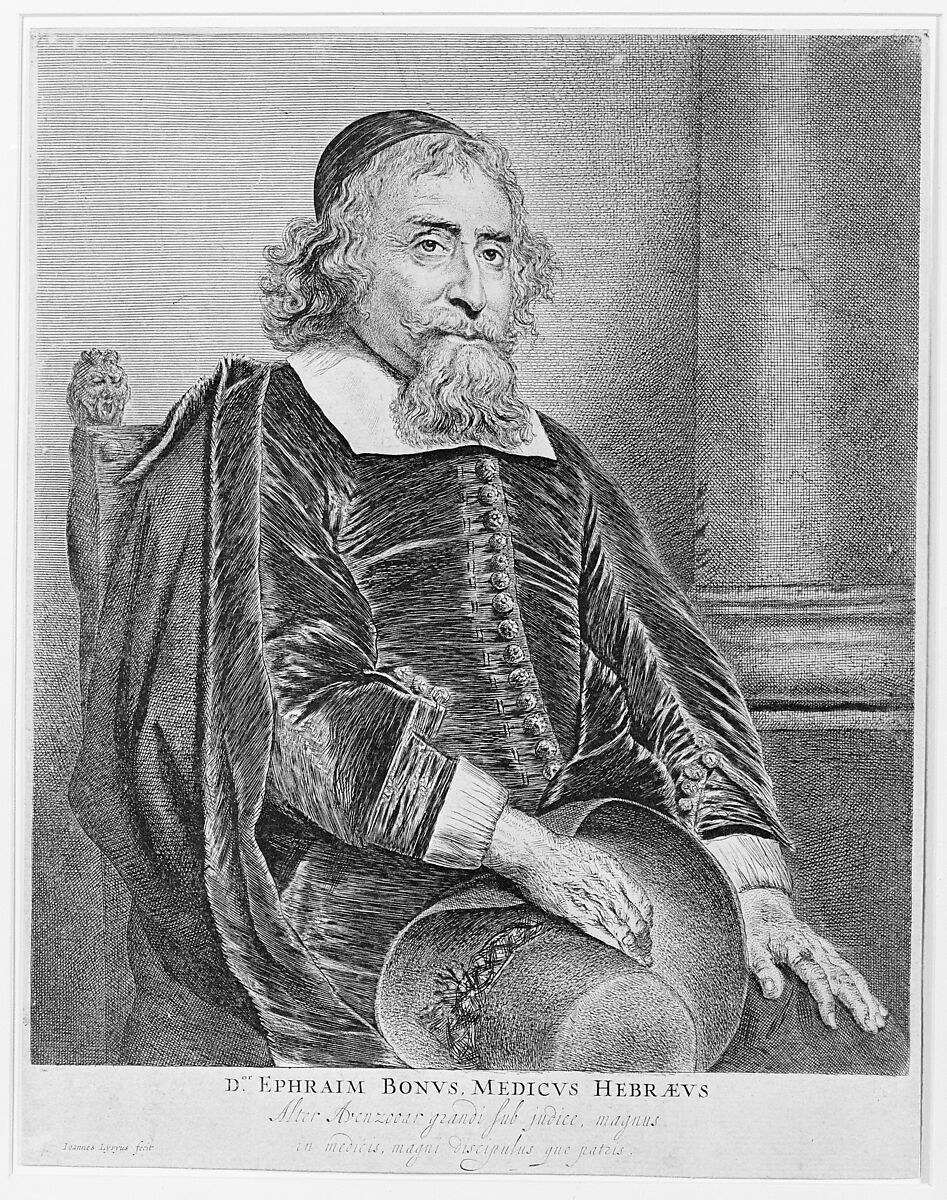 Portrait of Ephraim Bonus, physician, Jan Lievens (Dutch, Leiden 1607–1674 Amsterdam), Etching; fifth state
