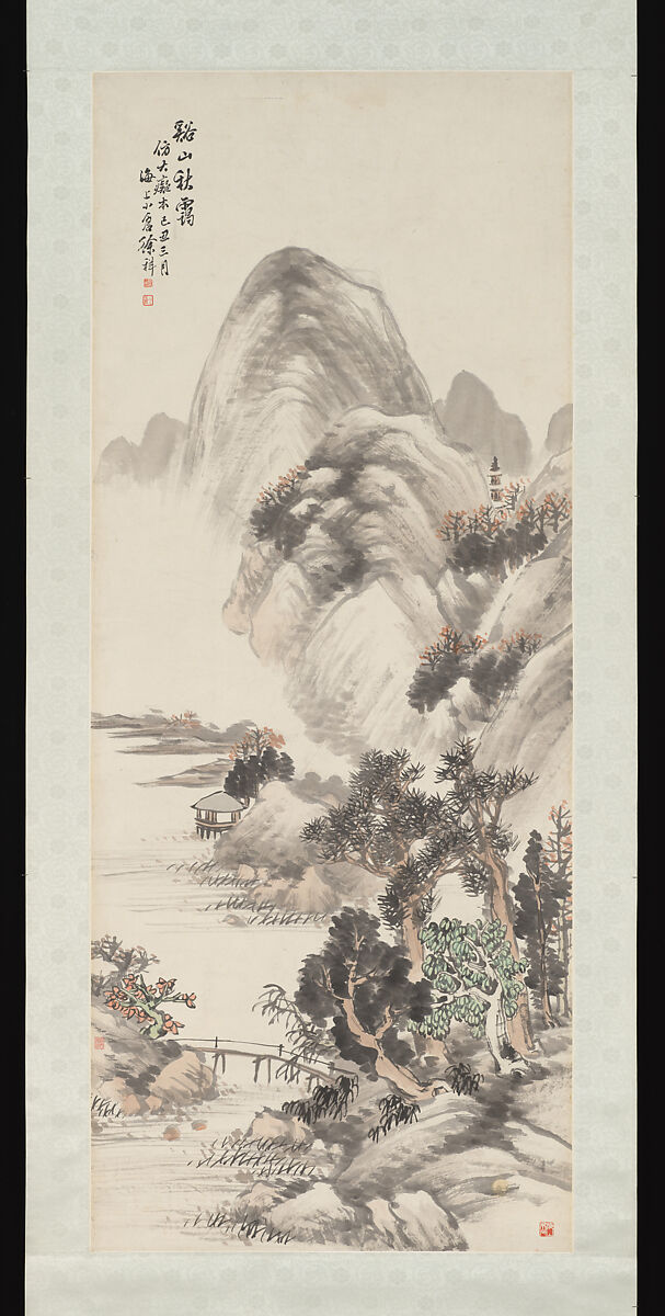 Landscape, Xu Xiang (Chinese, 1850–1899), Hanging scroll; ink and color on paper, China 