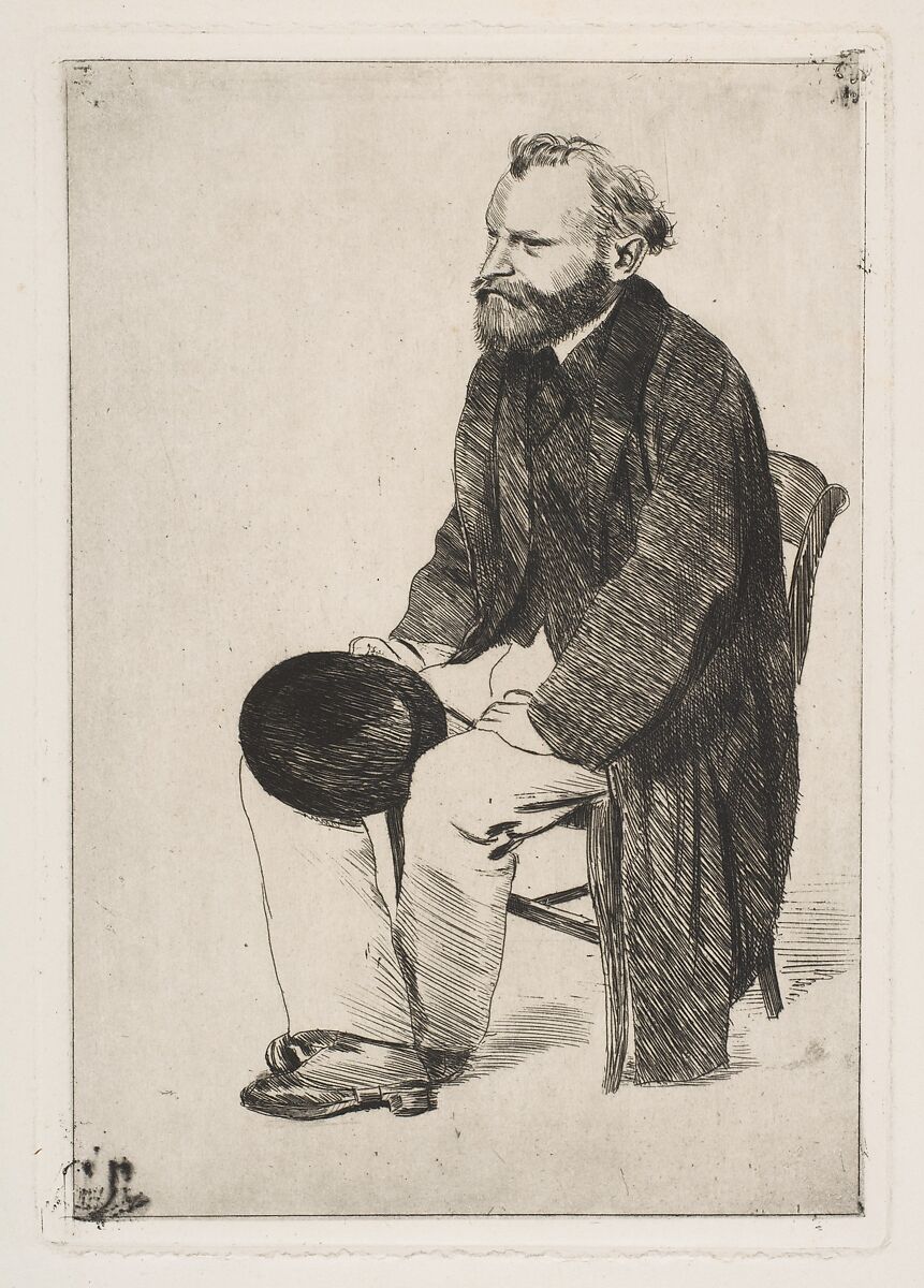 Édouard Manet, Seated, Turned to the Left, Edgar Degas (French, Paris 1834–1917 Paris), Etching; first state of two 