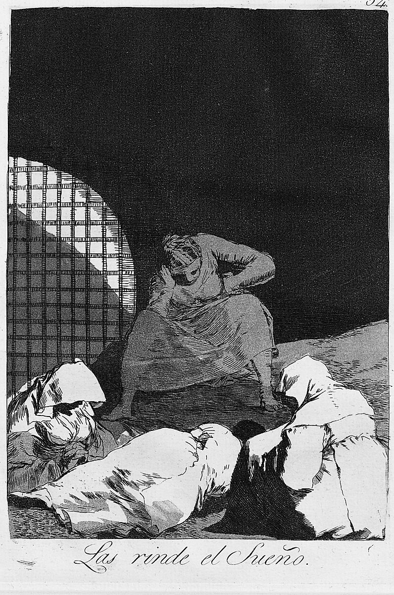 Plate 34 from "Los Caprichos": Sleep overcomes them (Las rinde el Sueño), Goya (Francisco de Goya y Lucientes) (Spanish, Fuendetodos 1746–1828 Bordeaux), Etching, burnished aquatint