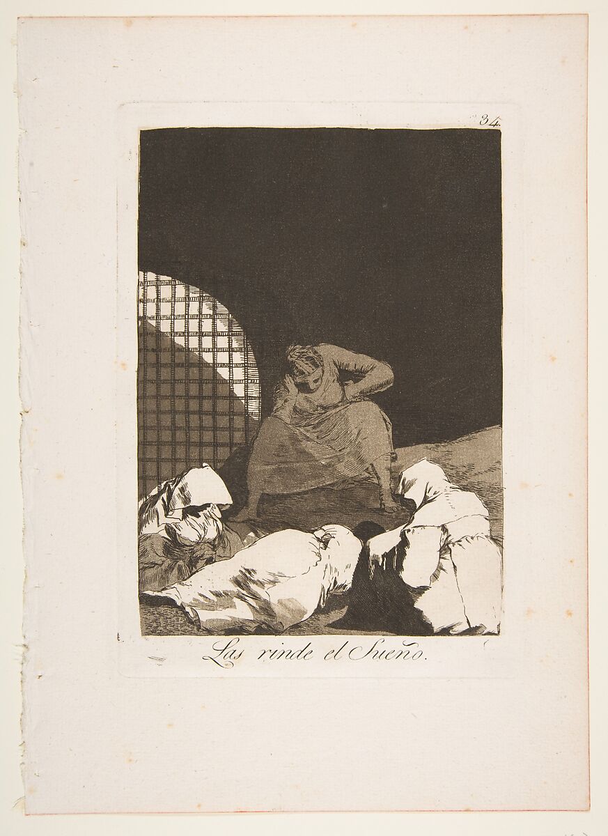 Plate 34 from "Los Caprichos": Sleep overcomes them (Las rinde el Sueño), Goya (Francisco de Goya y Lucientes) (Spanish, Fuendetodos 1746–1828 Bordeaux), Etching, burnished aquatint 