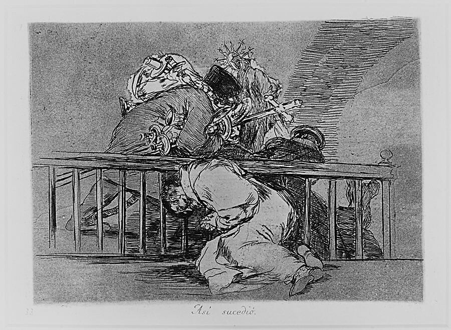 Plate 47 from "The Disasters of War" (Los Desastres de la Guerra): 'This is how it happened' (Así sucedió), Goya (Francisco de Goya y Lucientes) (Spanish, Fuendetodos 1746–1828 Bordeaux), Etching,burnished lavis, drypoint, burin, burnisher